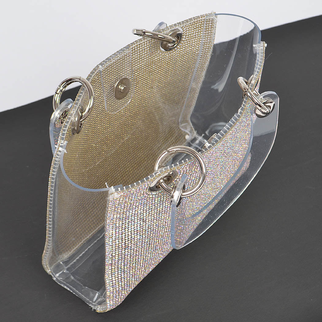 Rhinestone Handles Clear Bag
