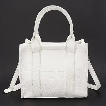 White Faux Leather Tote Bag