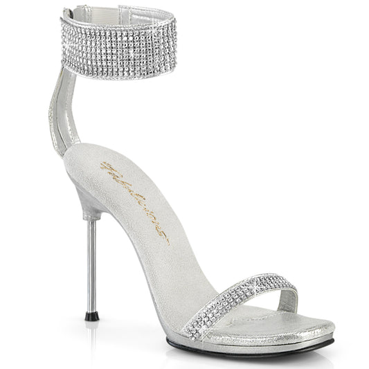 Silver Rhinestone Stiletto Heels | CHIC-40 High Heel Sandals | Performance Dancewear & Elegant Fashion | Rosario's Boutique