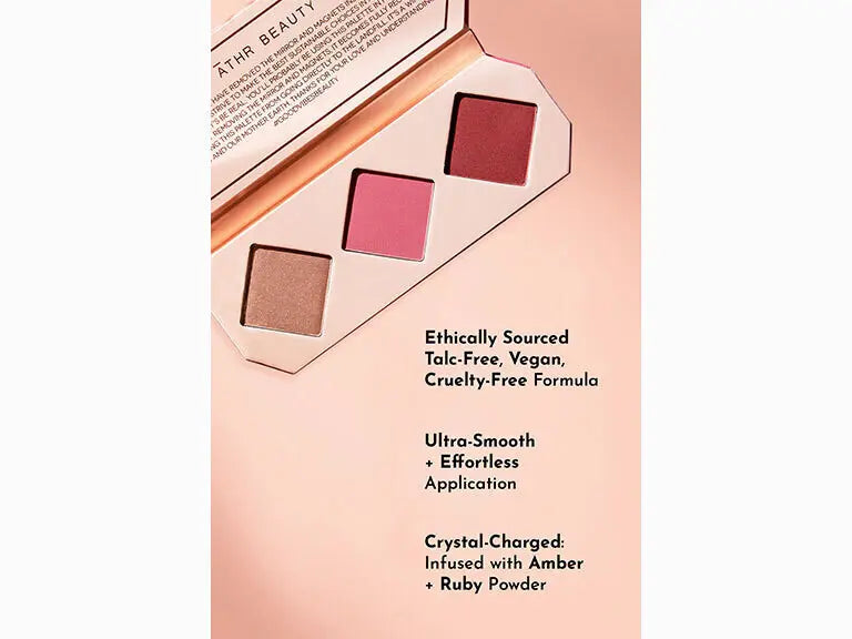 ĀTHR BEAUTY
Crystal Charged Cheek Palette OUT
Color Ruby (rosy pinks and soft gold)