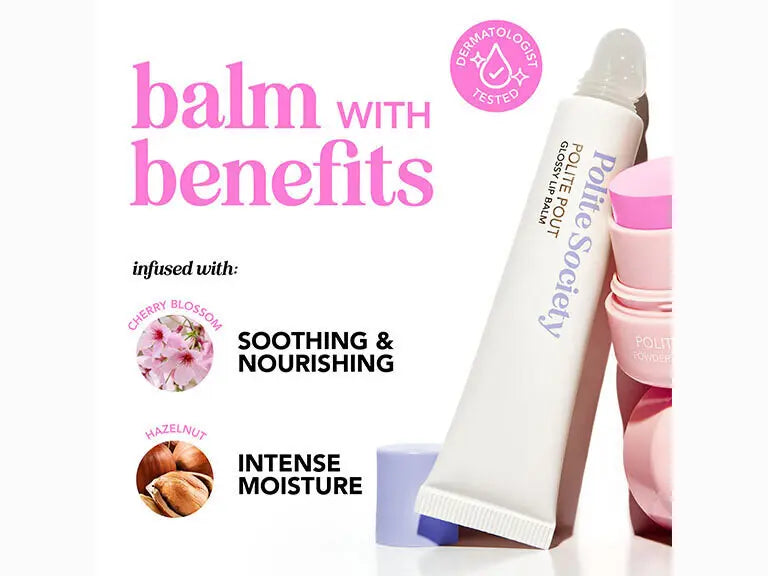 POLITE SOCIETY Color Coconut Cream
Polite Pout Glossy Lip Balm in Peach Bellini