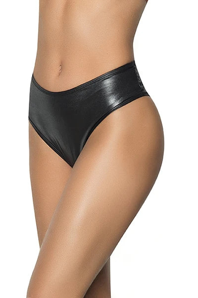 3038 Wet Look High Waist Ruched Back Panty