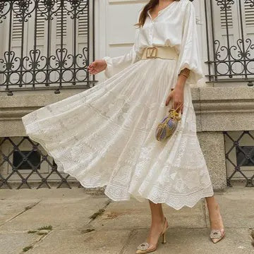 Elegant Lace Mesh Large Skirt