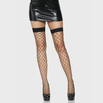 Ida Net Thigh High Stockings Black OS