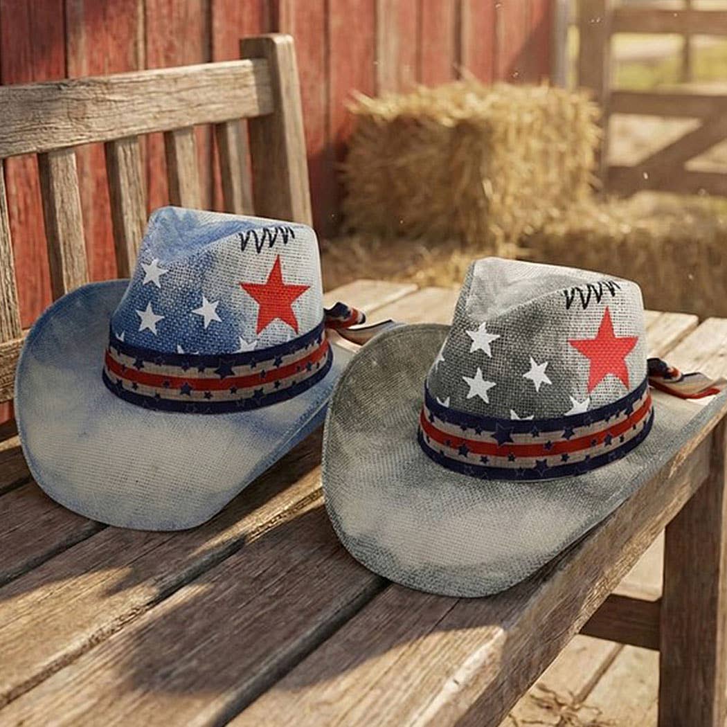 American Stars & Stripes Cowboy Straw Hat