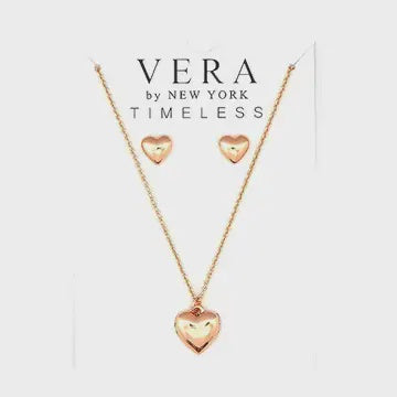 Heart Necklace Set Rose Gold