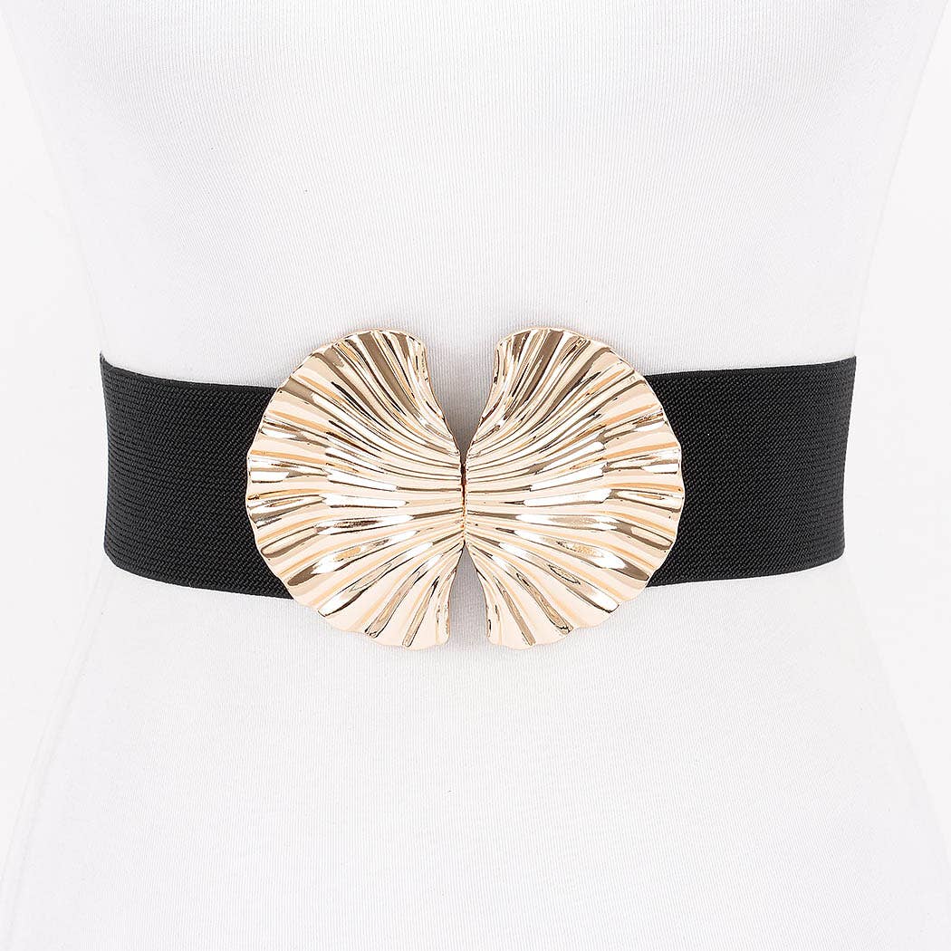 Double Metal Shell Buckle Stretch Belt