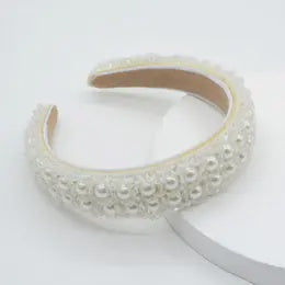 HANDWOVEN BAROQUE BEADED HAIR HOOP white