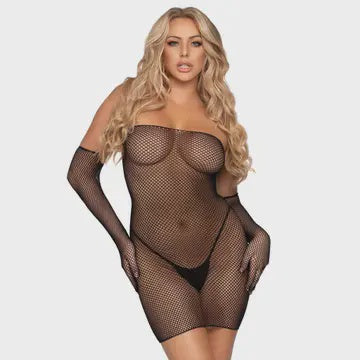 86958 Fishnet Tube Dress Set