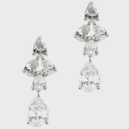 Flower Theme CZ Dangling Earrings