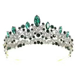 Floral Marquise Top Point Tiara Gold-Green
