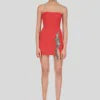Mini Bandage Dress Red Sexy Silver