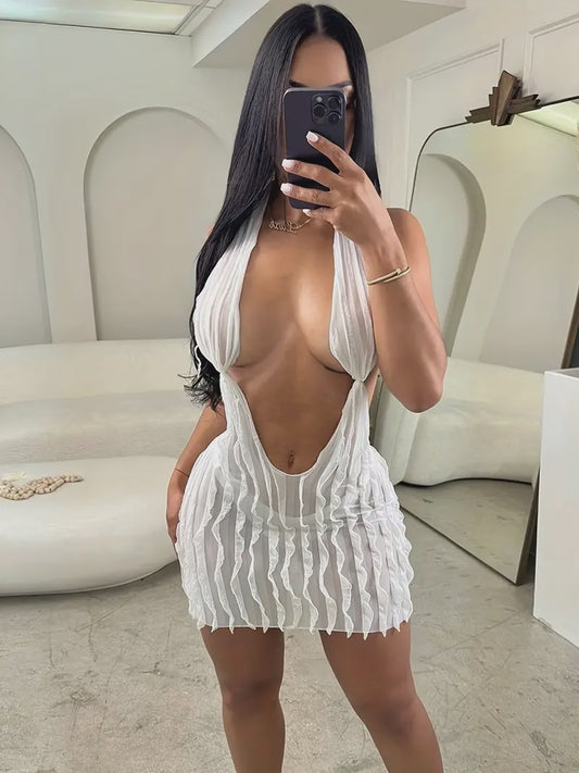 White Vacation Sexy Solid dress