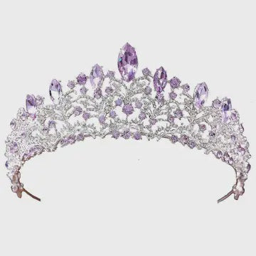 Floral Marquise Top Point Tiara Silver-Blue