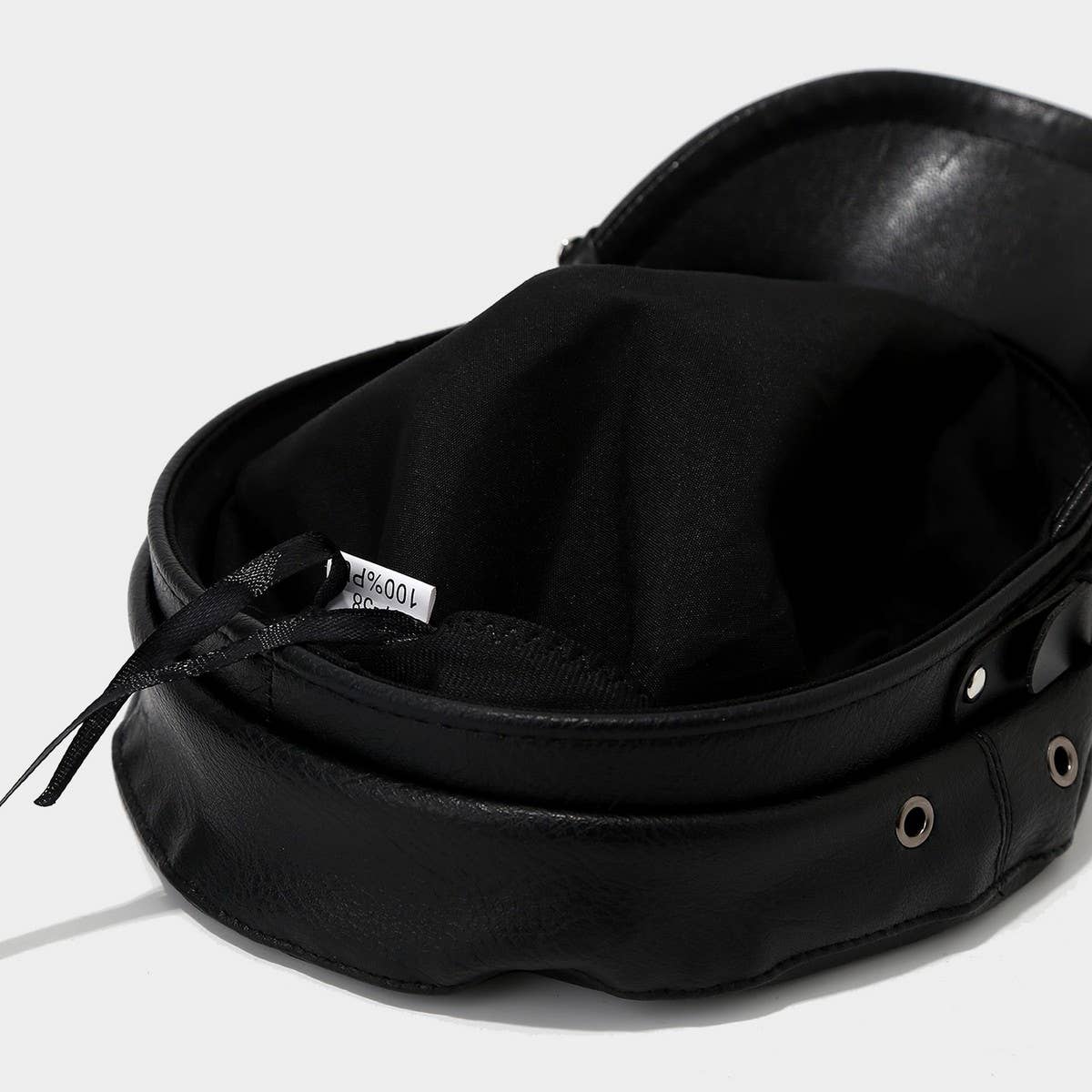 Punk Leather Flat Top Cap Studded Army Hat