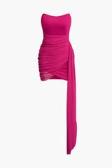 Overlay Ruched Drape Mini Dress