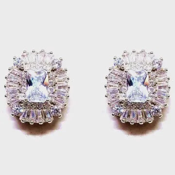 Oblong Zirconia Dangle Earrings