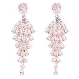 CZ Dangling Earrings Gold-Clear