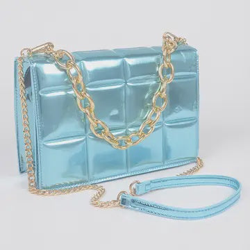 Mirror Metallic Chain Handle Bag
