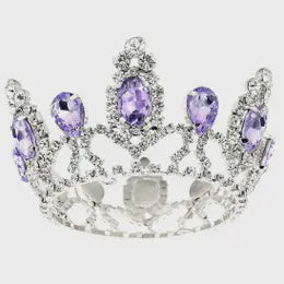 Rhinestone Small Tiny Mini Crown  Silver purple
