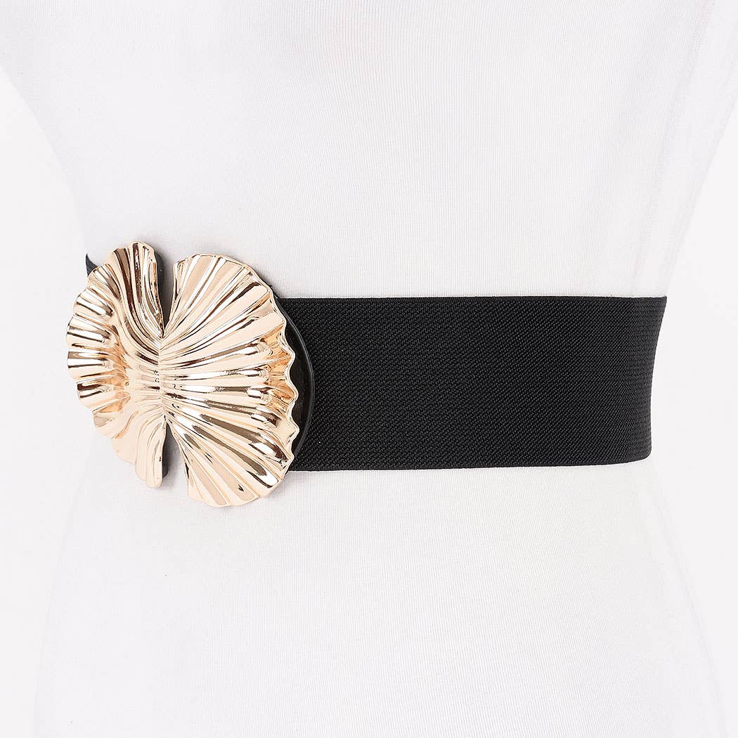 Double Metal Shell Buckle Stretch Belt