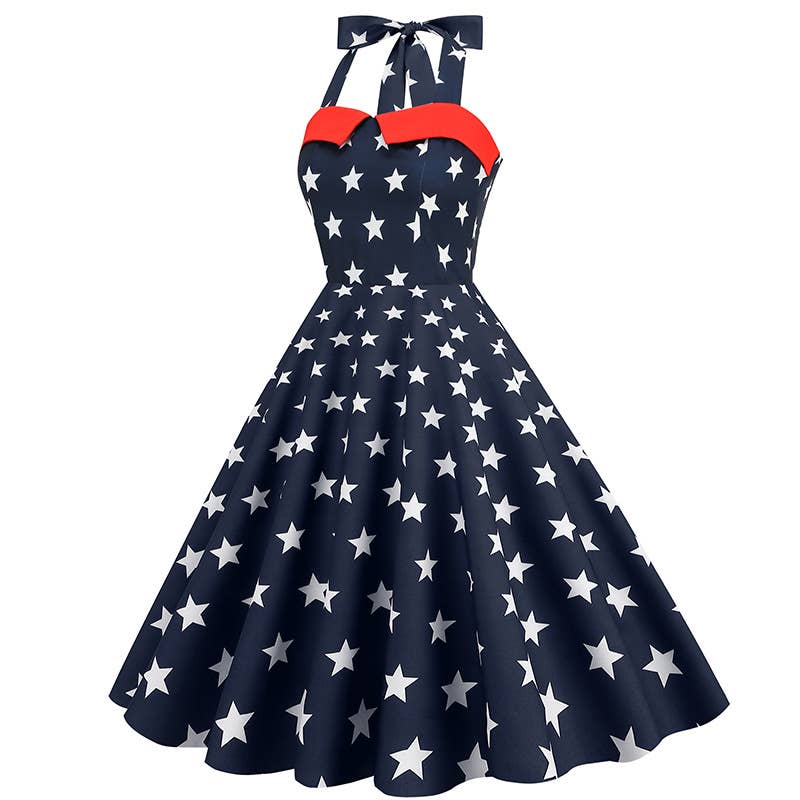 Independence Day halter dress American flag dress