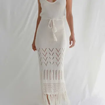 Tassel Bikini Cover-up white