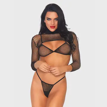 81583 Deep Cut Fishnet Bikini Set
