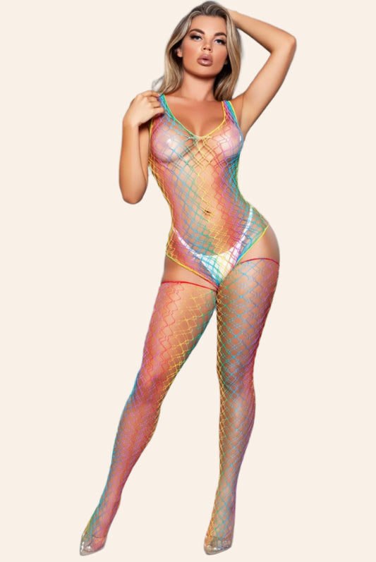 2056 Sweet Revenge Bodystocking Rainbow