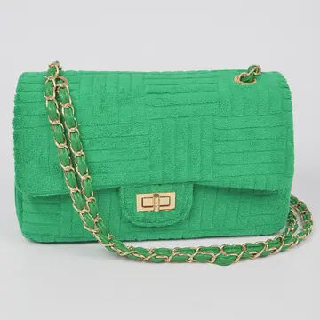 Embossed Flap Shoulder Bag