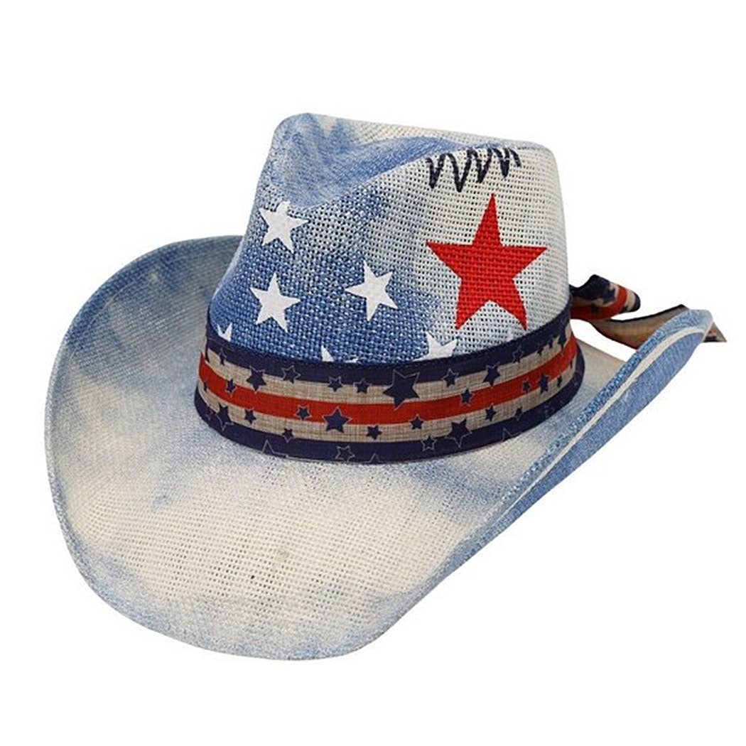 American Stars & Stripes Cowboy Straw Hat