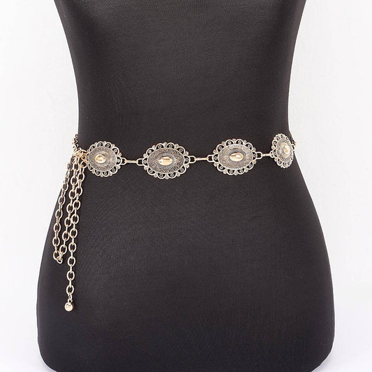 Lace Pattern Medallion Chain Belt