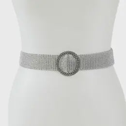 Circle Point Rhinestone Belt Silver
