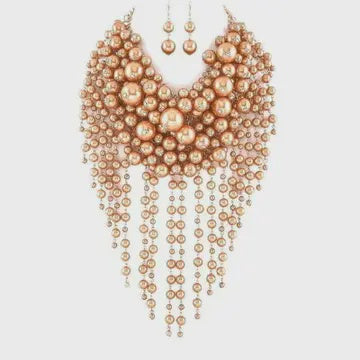 Pearls Choker Set Gold-Peach