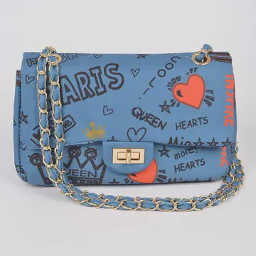 Graffiti Denim Crossbody Bag