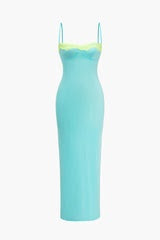 Solid Slit Color Block Bustier Dress